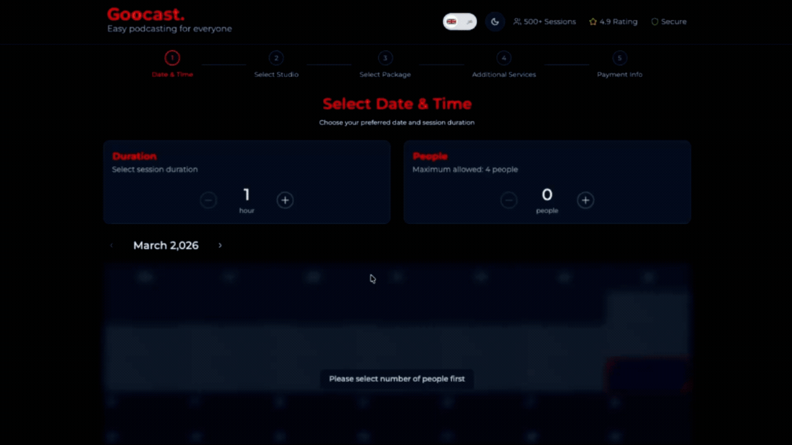 Step-by-step workflow illustration for booking and producing studio content